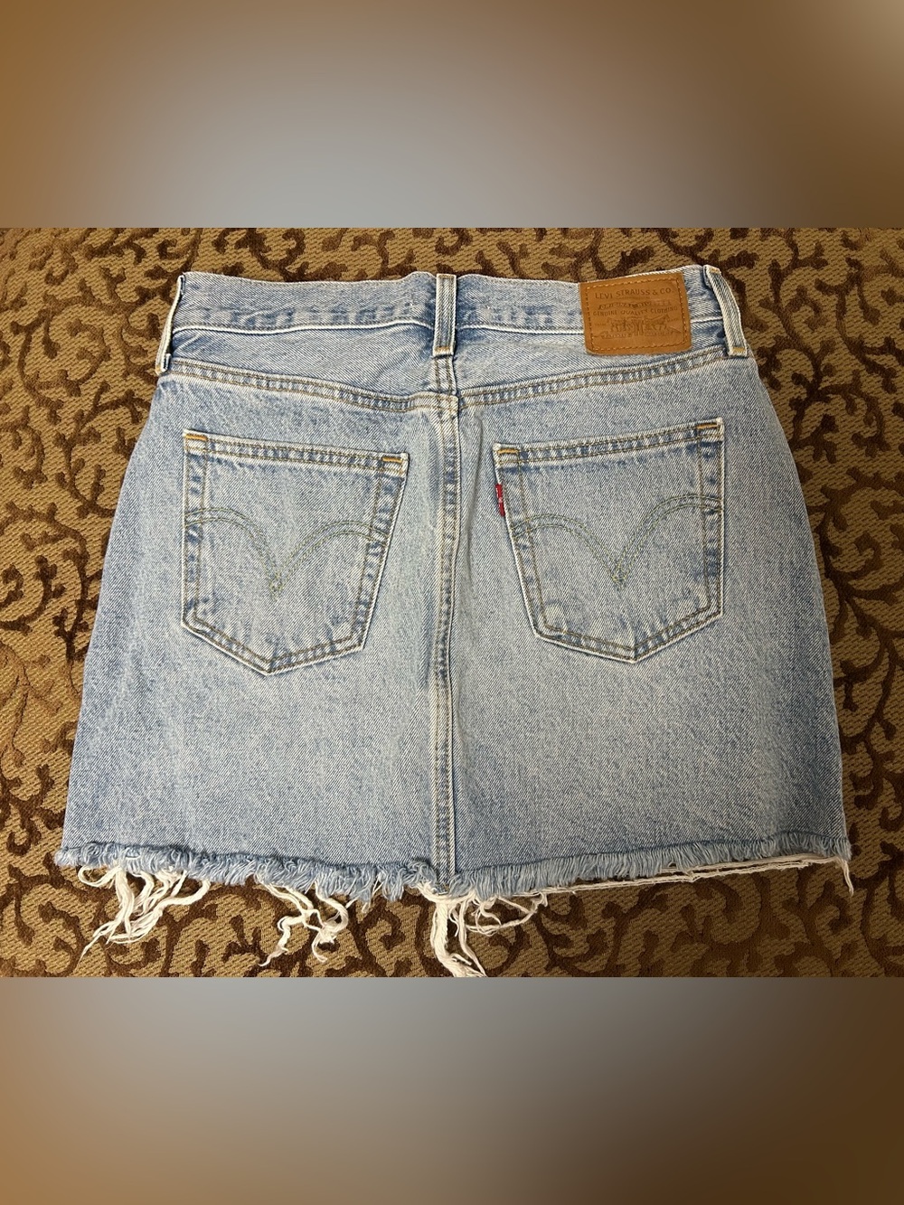Levi’s Premium Icon Denim Mini Skirt 24 Patchwork Flower Raw Hem Cottagecore Y2K